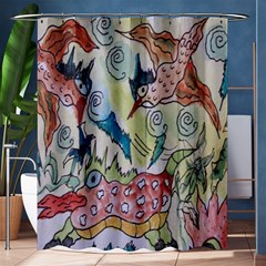 Watercolor Postcard2 Shower Curtain 60  X 72  (medium)  by chellerayartisans