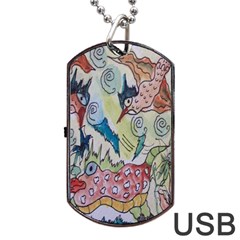 Watercolor Postcard2 Dog Tag Usb Flash (one Side)