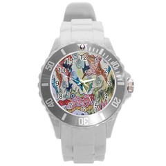 Watercolor Postcard2 Round Plastic Sport Watch (l)