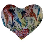 Watercolor Postcard2 Large 19  Premium Flano Heart Shape Cushions Back