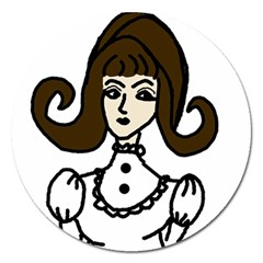 Girl With Dress Magnet 5  (round)