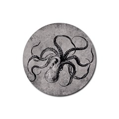 Vintage Octopus  Rubber Coaster (round)  by Valentinaart