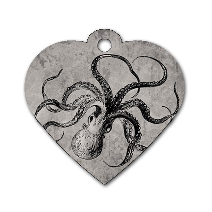 Vintage Octopus  Dog Tag Heart (Two Sides)