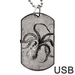 Vintage Octopus  Dog Tag Usb Flash (one Side) by Valentinaart