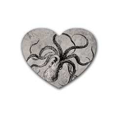 Vintage Octopus  Rubber Coaster (heart)  by Valentinaart