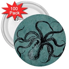 Vintage Octopus  3  Buttons (100 Pack)  by Valentinaart