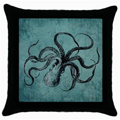 Vintage Octopus  Throw Pillow Case (black) by Valentinaart