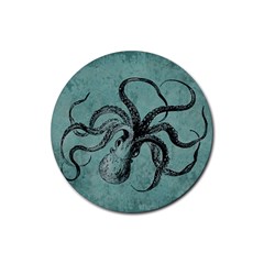 Vintage Octopus  Rubber Coaster (round)  by Valentinaart