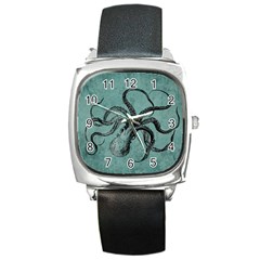 Vintage Octopus  Square Metal Watch by Valentinaart