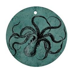 Vintage Octopus  Round Ornament (two Sides) by Valentinaart