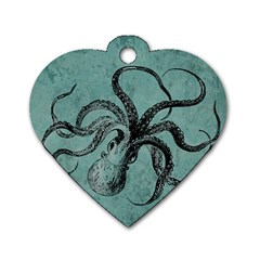 Vintage Octopus  Dog Tag Heart (two Sides) by Valentinaart