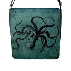 Vintage Octopus  Flap Closure Messenger Bag (l) by Valentinaart