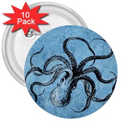 Vintage Octopus  3  Buttons (10 Pack)  by Valentinaart