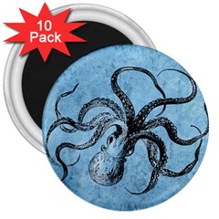 Vintage Octopus  3  Magnets (10 Pack)  by Valentinaart