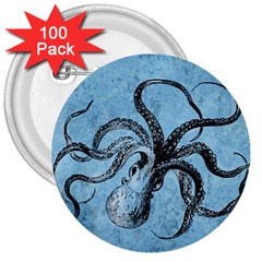 Vintage Octopus  3  Buttons (100 Pack)  by Valentinaart