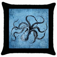 Vintage Octopus  Throw Pillow Case (black) by Valentinaart