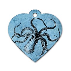 Vintage Octopus  Dog Tag Heart (two Sides) by Valentinaart