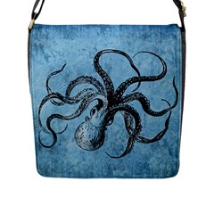 Vintage Octopus  Flap Closure Messenger Bag (l) by Valentinaart