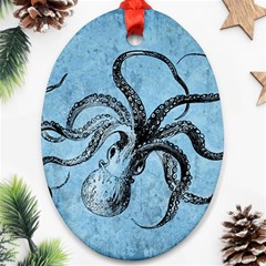 Vintage Octopus  Oval Ornament (two Sides) by Valentinaart