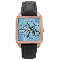 Vintage Octopus  Rose Gold Leather Watch  by Valentinaart