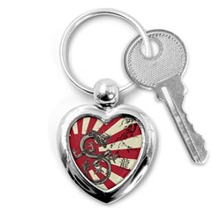 Rising Sun Flag Key Chains (heart)  by Valentinaart