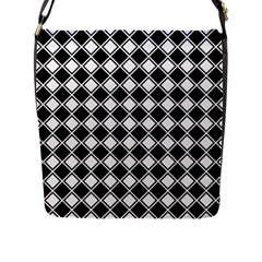 Square Diagonal Pattern Seamless Flap Closure Messenger Bag (l) by Nexatart