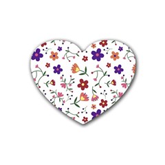 Flowers Pattern Texture Nature Heart Coaster (4 Pack)  by Nexatart