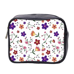 Flowers Pattern Texture Nature Mini Toiletries Bag (two Sides) by Nexatart