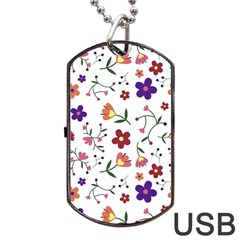 Flowers Pattern Texture Nature Dog Tag Usb Flash (one Side)