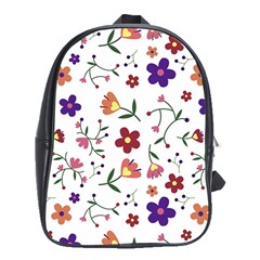 Flowers Pattern Texture Nature School Bag (xl)