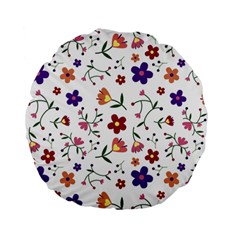 Flowers Pattern Texture Nature Standard 15  Premium Flano Round Cushions