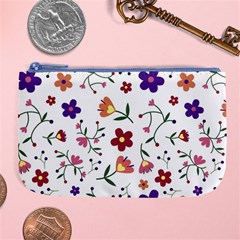 Flowers Pattern Texture Nature Large Coin Purse