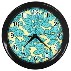 Leaves Dried Leaves Stamping Wall Clock (black) by Nexatart