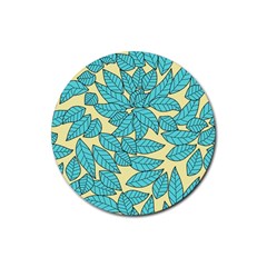 Leaves Dried Leaves Stamping Rubber Coaster (round)  by Nexatart