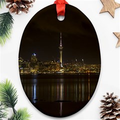 City River Water Cityscape Skyline Ornament (oval) by Nexatart