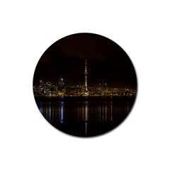 City River Water Cityscape Skyline Rubber Coaster (round)  by Nexatart