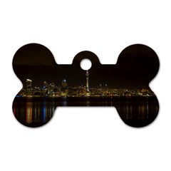 City River Water Cityscape Skyline Dog Tag Bone (one Side) by Nexatart