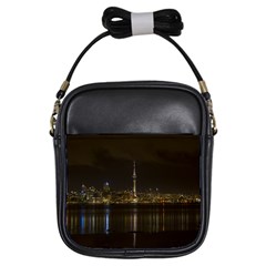 City River Water Cityscape Skyline Girls Sling Bag by Nexatart