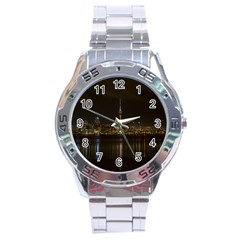 City River Water Cityscape Skyline Stainless Steel Analogue Watch by Nexatart