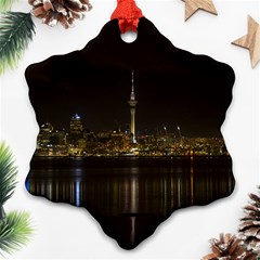 City River Water Cityscape Skyline Ornament (snowflake)