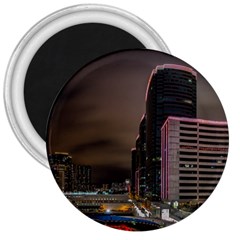 Hong Kong At Night Skyline 3  Magnets by Nexatart