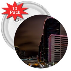 Hong Kong At Night Skyline 3  Buttons (10 Pack)  by Nexatart