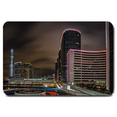 Hong Kong At Night Skyline Large Doormat  by Nexatart