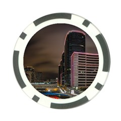 Hong Kong At Night Skyline Poker Chip Card Guard (10 Pack) by Nexatart