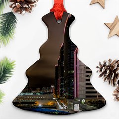 Hong Kong At Night Skyline Christmas Tree Ornament (two Sides)