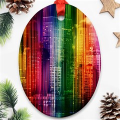 Skyline Light Rays Gloss Upgrade Ornament (oval) by Nexatart