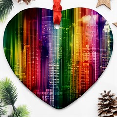 Skyline Light Rays Gloss Upgrade Ornament (heart) by Nexatart