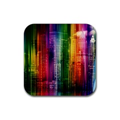 Skyline Light Rays Gloss Upgrade Rubber Coaster (square)  by Nexatart