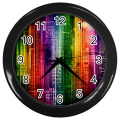 Skyline Light Rays Gloss Upgrade Wall Clock (black) by Nexatart