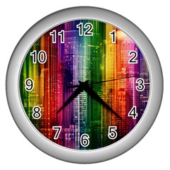 Skyline Light Rays Gloss Upgrade Wall Clock (silver) by Nexatart